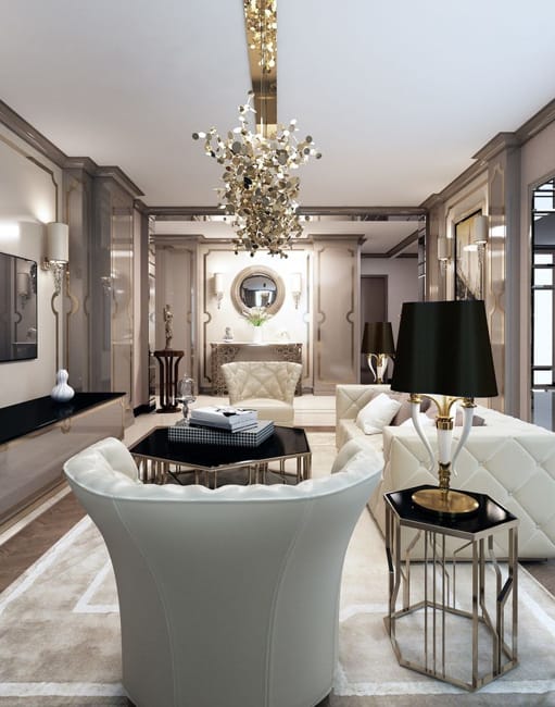 metallic accents white living room furniture