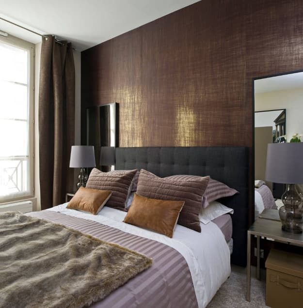 contemporary bedroom wallpaper brown