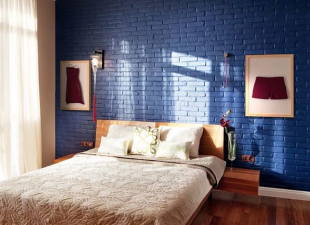 blue wallpaper brick pattern