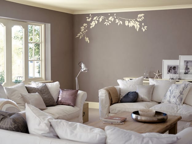 taupe wallpaper floral accents