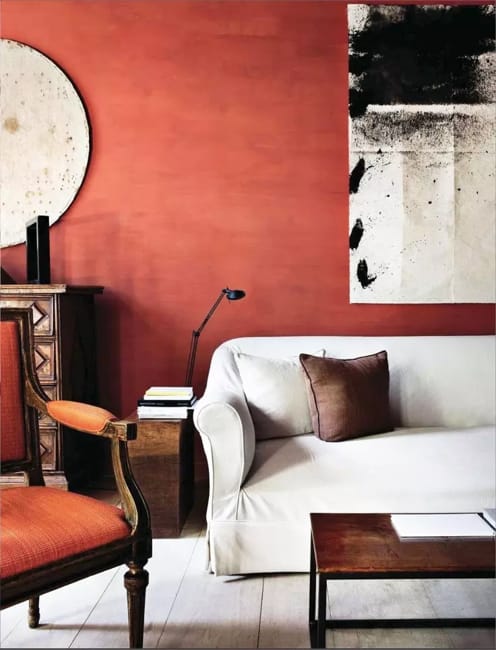 living room design orange color