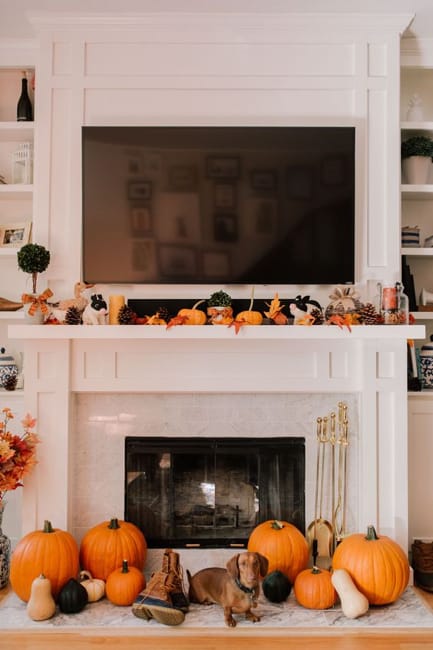 traditional seasonal decor fall fireplace mantels