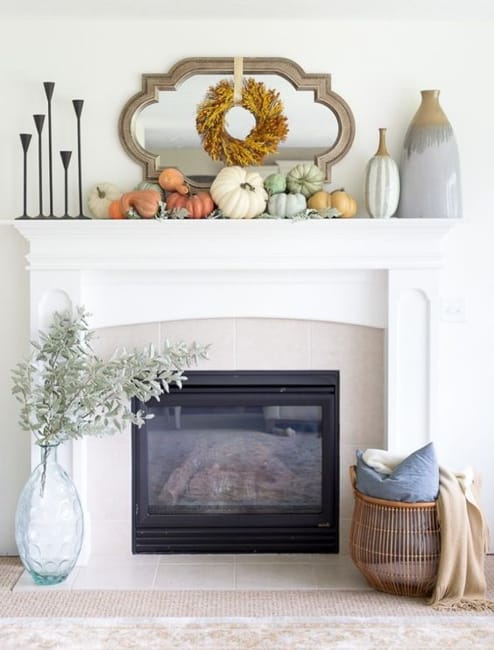 traditional seasonal decor fall fireplace mantels