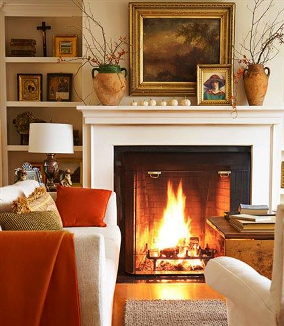 traditional seasonal decor fall fireplace mantels