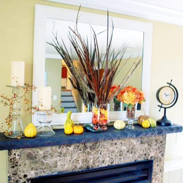 traditional seasonal decor fall fireplace mantels