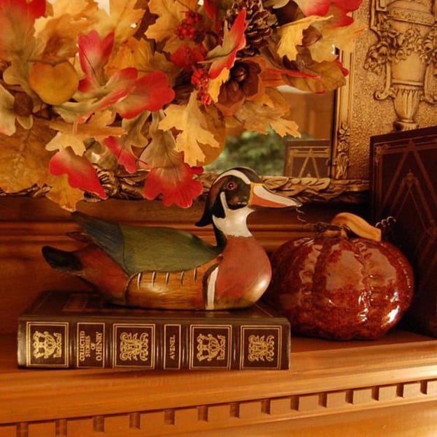 beautiful ceramic pumpkin wooden duck