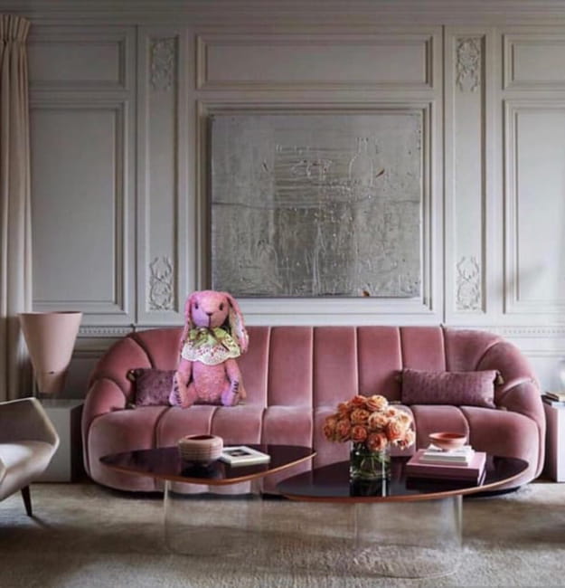 pink modern living room sofa