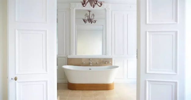 white bathroom design wall panels