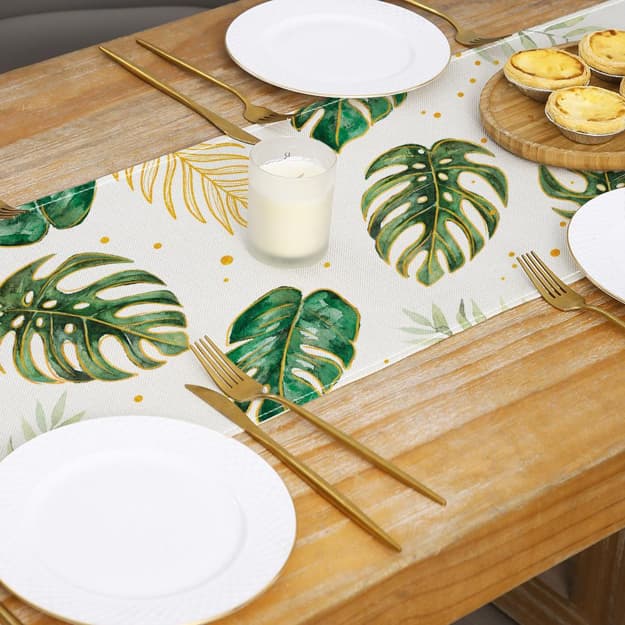 green colors leaf patterns party table setting ideas