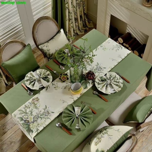 green colors leaf patterns party table setting ideas