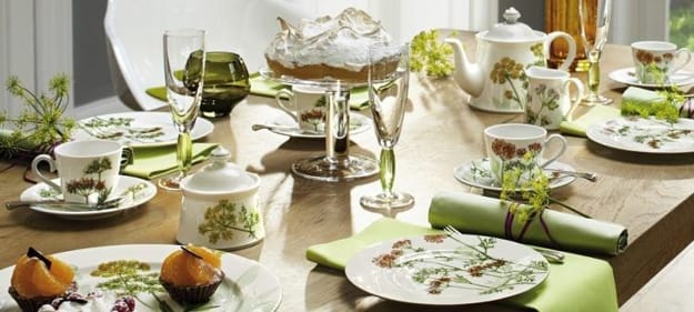 green colors leaf patterns party table setting ideas