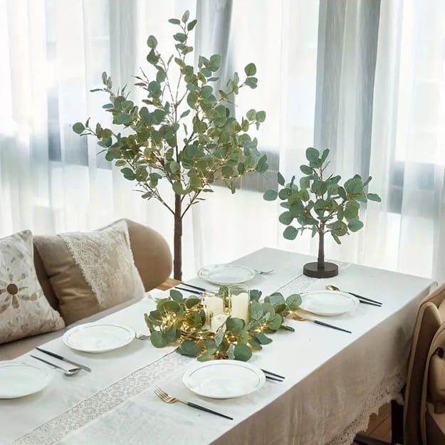 green table tree table decorations