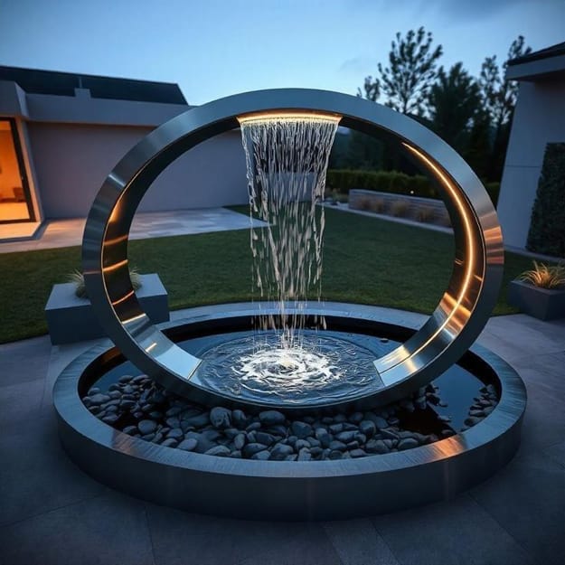 waterfall fountain geometric design