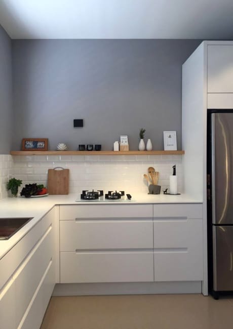 contemporary kitchen interior no upper cabinets