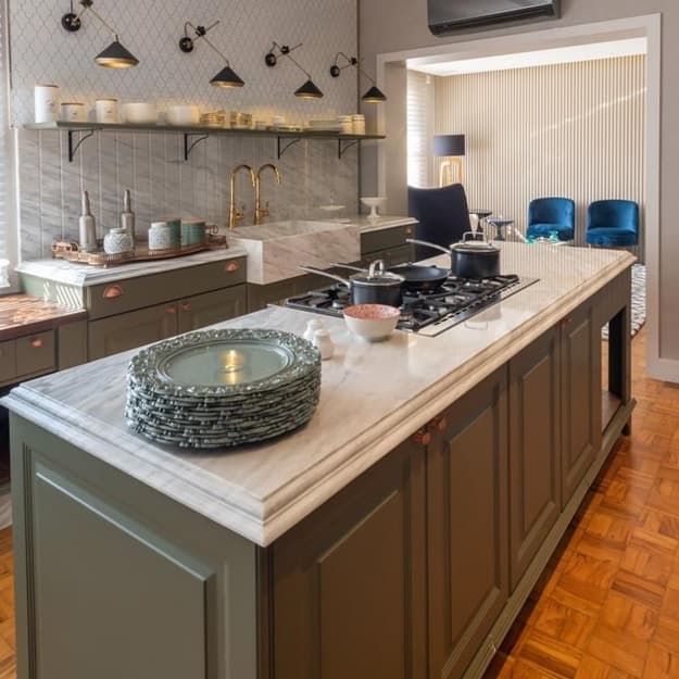 contemporary kitchen interior no upper cabinets