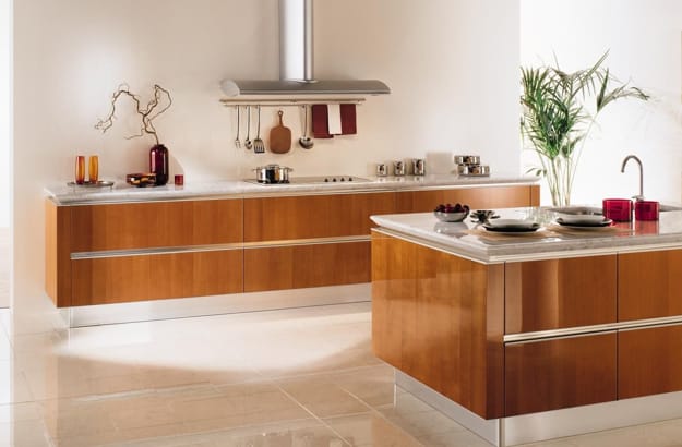 contemporary kitchen interior no upper cabinets