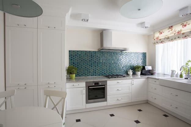 contemporary kitchen interior no upper cabinets
