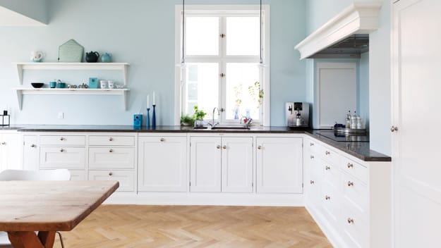 contemporary kitchen interior no upper cabinets
