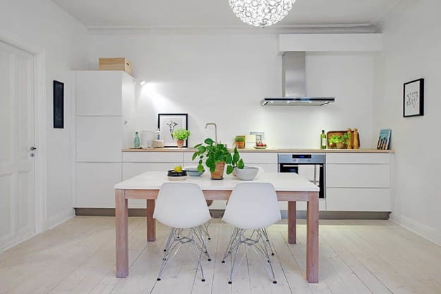 contemporary kitchen interior no upper cabinets