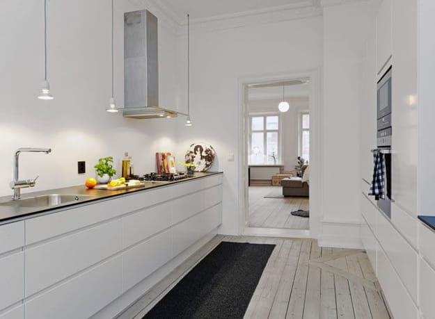 contemporary kitchen interior no upper cabinets