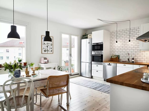 contemporary kitchen interior no upper cabinets