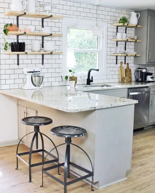 contemporary kitchen interior no upper cabinets
