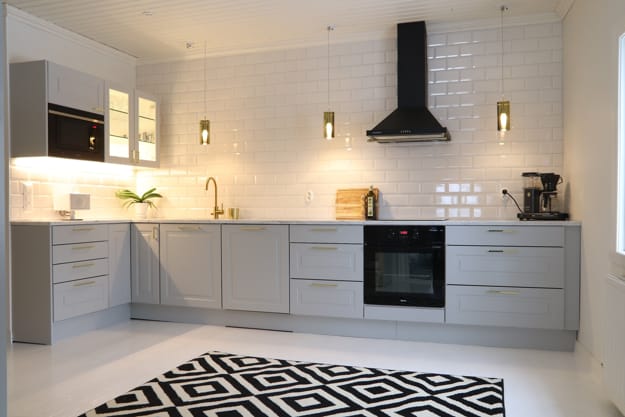 contemporary kitchen interior no upper cabinets