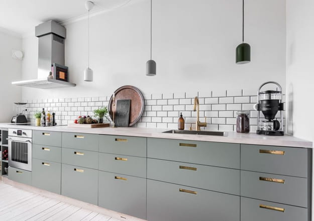 contemporary kitchen interior no upper cabinets