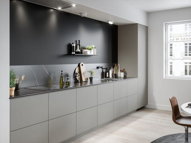 contemporary kitchen interior no upper cabinets