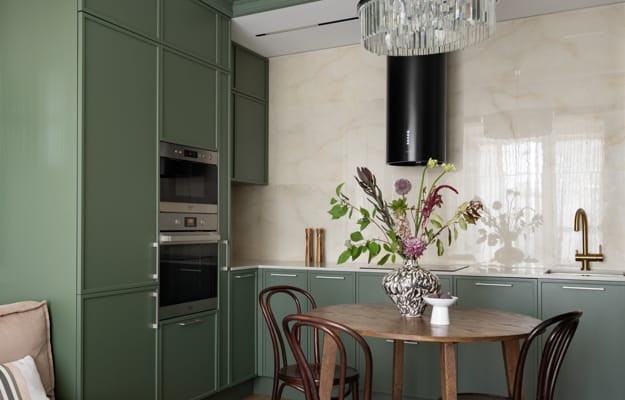 contemporary kitchen interior no upper cabinets
