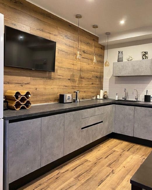 wooden kitchen wall