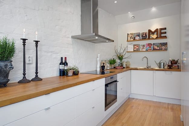 contemporary kitchen interior no upper cabinets