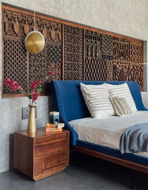 dark wood bedroom wall design