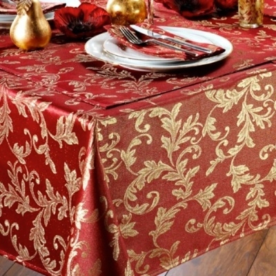 tablecloth red gold colors