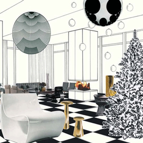 graphic christmas theme black white colors