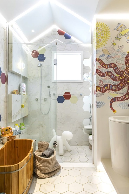 creative colorful young child bathroom decorating themes