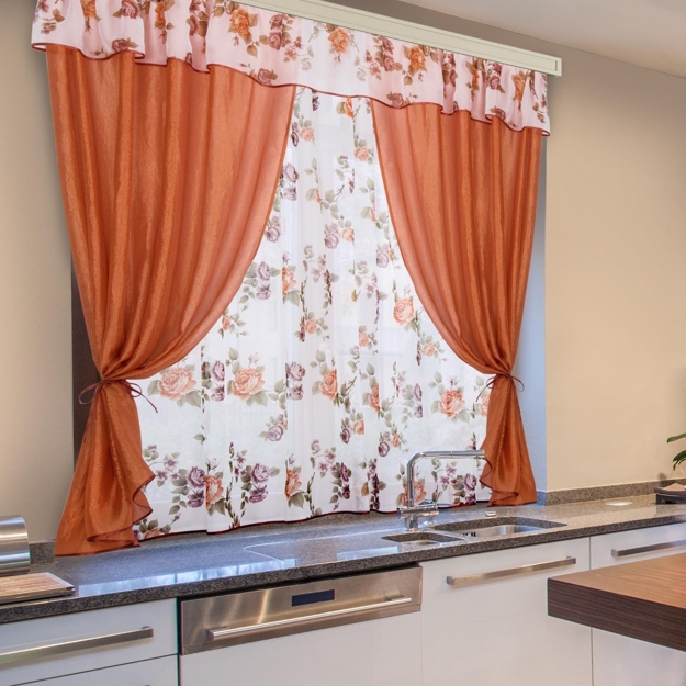 floral patterns orange kitchen curtains
