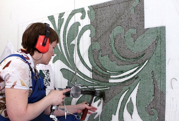 women creating contemporary floor rug 