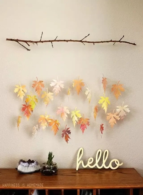 fall leaves branch wall decoration
