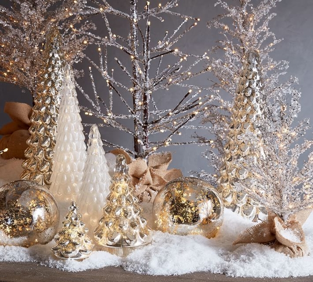 golden decorations winter holiday decorating themes