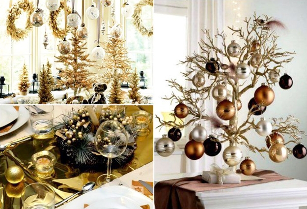 golden decorations winter holiday decorating themes