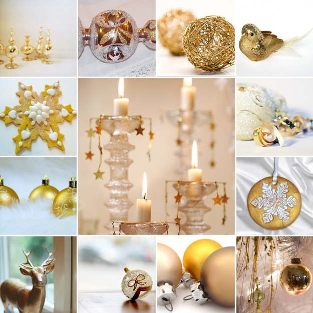 golden decorations winter holiday decorating themes