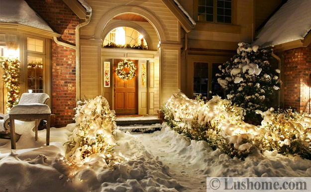 outdoor holiday lights front door decoration
