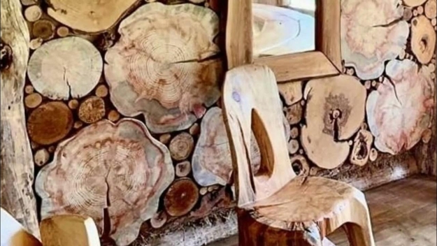 wood slice wall design