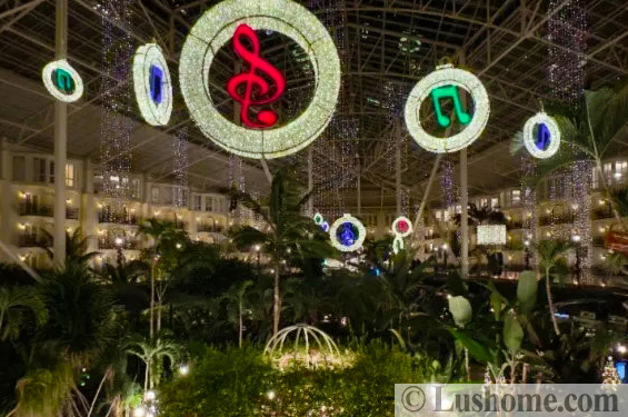 winter holiday decor glass roof indoor gardens outdoor lights