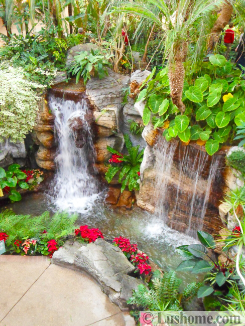 winter holiday decor glass roof indoor gardens outdoor lights