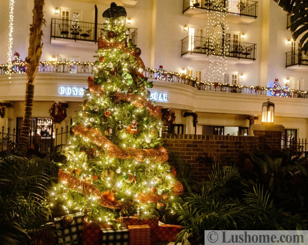 winter holiday decor glass roof indoor gardens outdoor lights