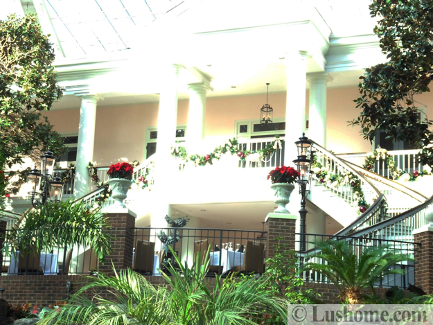 winter holiday decor glass roof indoor gardens outdoor lights