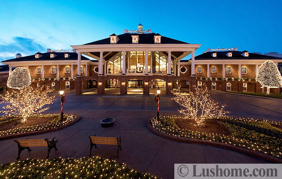 winter holiday decor glass roof indoor gardens outdoor lights