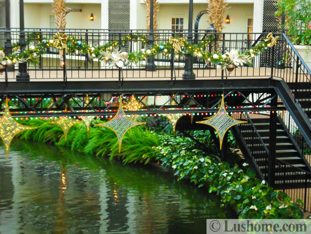 winter holiday decor glass roof indoor gardens outdoor lights